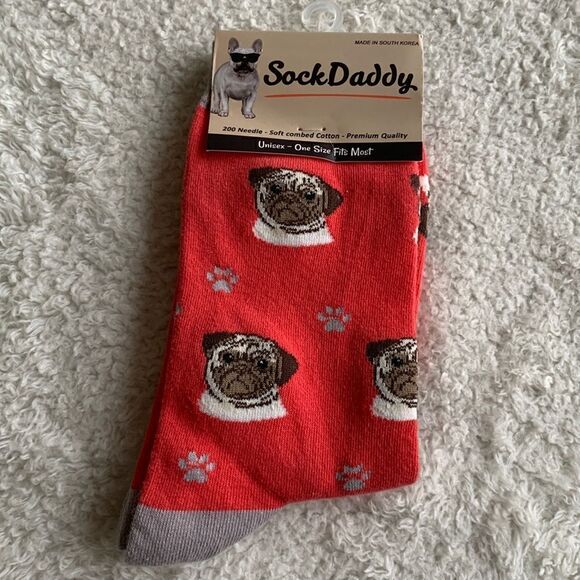 NWT Sock Daddy Pug Fawn Dog Socks Unisex Cotton/Poly One size fits most‎ - Picture 1 of 4